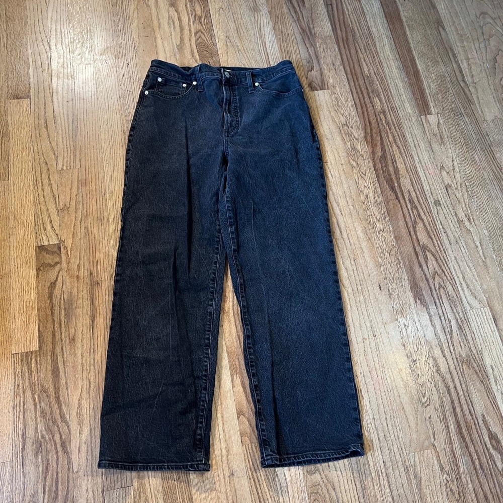 Madewell The Perfect Vintage Wide Leg Jeans Lunar Black High Rise Size 31